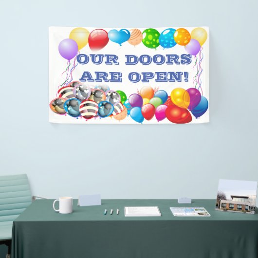 Onze deuren zijn open Vinylbanner 3' x 5' banner (Beurs)