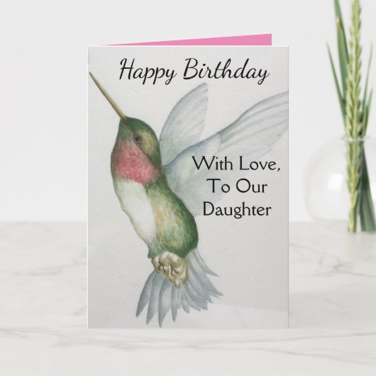 Onze dochter met liefde verjaardag kolibrie kaart (Voorkant)
