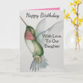Onze dochter met liefde verjaardag kolibrie kaart (Gele Bloem)