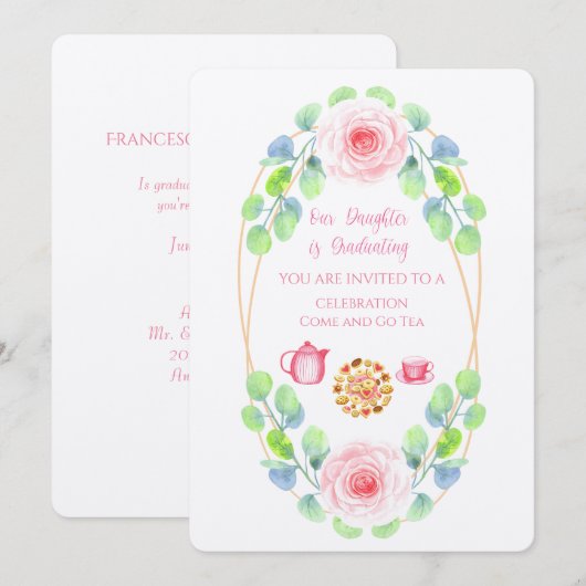 Onze dochter studeert linen-uitnodiging af kaart (Voorkant / Achterkant)