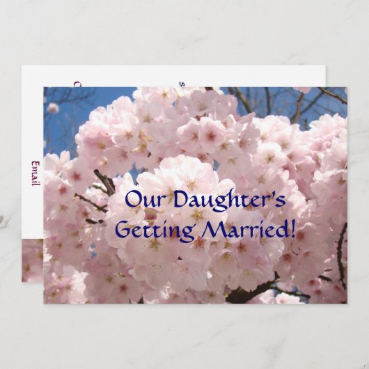 Onze dochter wordt getrouwd. Sparen de Kaart van d (Voorkant / Achterkant)