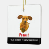 Onze Doxie's eerste kerst fotonaam Keramisch Ornament (Links)