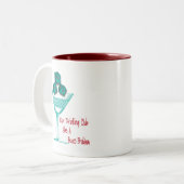 Onze Drink club heeft een Bunco probleem Tweekleurige Koffiemok (Voorkant links)