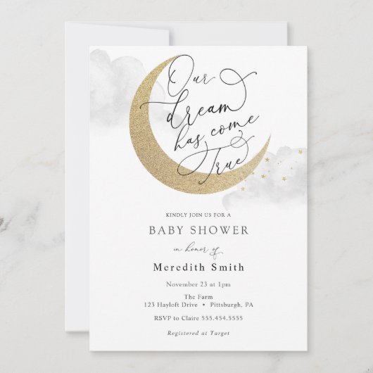 Onze droom is uitgekomen Maan en Sterren Baby Kaart (Voorkant)