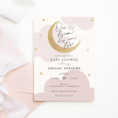 Onze droom komt uit True Moon Pink Baby shower Kaart