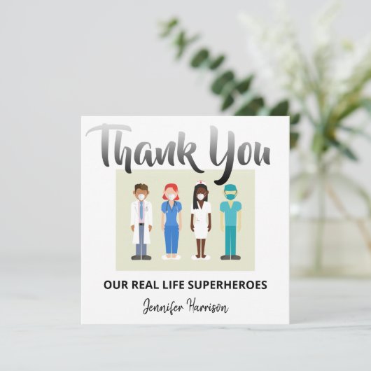 Onze echte superhelden | appreciatie bedankkaart (Staand voorkant)