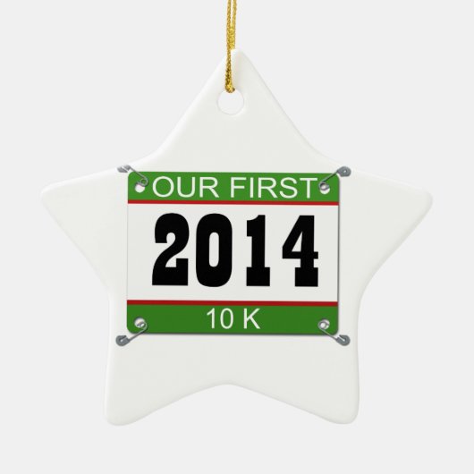 Onze eerste 10K-versiering - 2014 Keramisch Ornament (Voorkant)