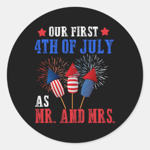 Onze eerste 4 juli als de heer Patriot Couple Hus Ronde Sticker