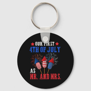 Onze eerste 4 juli als de heer Patriot Couple Hus Sleutelhanger