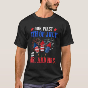 Onze eerste 4 juli als de heer Patriot Couple Hus T-shirt