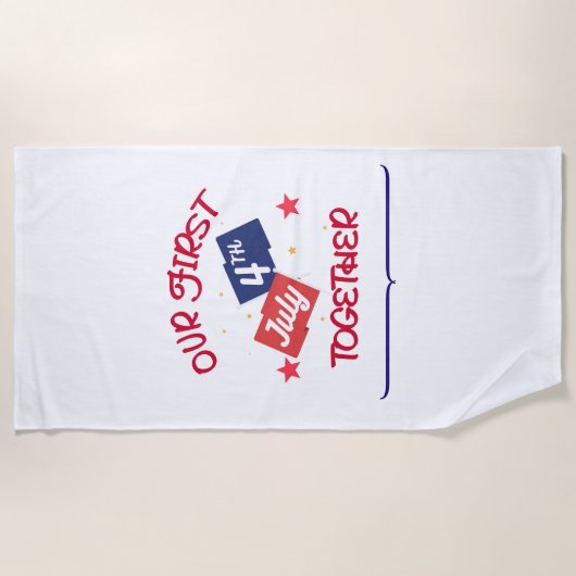 Onze eerste 4 juli samen - koppel strandlaken (Voorkant)