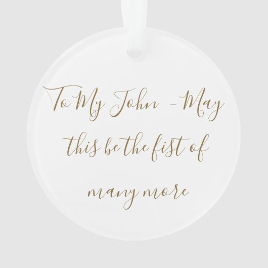 Onze eerste aangepaste kerstdag voor fotoversierin ornament (achterkant)