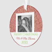 Onze eerste aangepaste kerstdag voor fotoversierin ornament (voorkant)