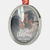 Onze eerste aangepaste kerstfeestnamen en foto's metalen ornament (Links)