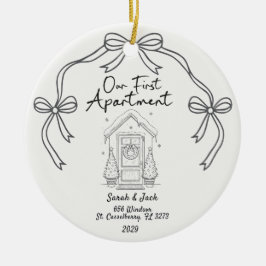 Onze Eerste Appartement Aangepaste Jaar & Namen Keramisch Ornament