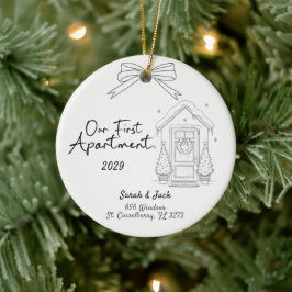 Onze Eerste Appartement Aangepaste Jaar & Namen Keramisch Ornament