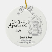 Onze Eerste Appartement Aangepaste Jaar & Namen Keramisch Ornament (Voorkant)