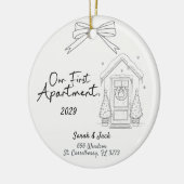 Onze Eerste Appartement Aangepaste Jaar & Namen Keramisch Ornament (Links)