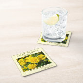 Onze eerste bruiloft Jubileum gele anjer Kartonnen Onderzetters (Insitu)