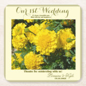 Onze eerste bruiloft Jubileum gele anjer Kartonnen Onderzetters (Voorkant)