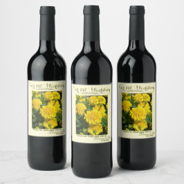 Onze eerste bruiloft Jubileum gele anjer Wijn Etiket