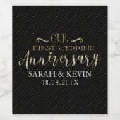 Onze eerste bruiloft Jubileum typografie ontwerp Wijn Etiket (Enkel label)