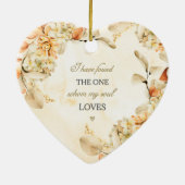 Onze eerste CHRISTMAS herfst Floral Heart Keramisch Ornament (Achterkant)