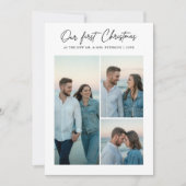 Onze eerste Christmas Pas getrouwd Beach Sunset 3  Feestdagenkaart (Voorkant)