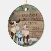 ONZE EERSTE CHRISTMAS SAMEN Cute Deer Family Keramisch Ornament (Links)