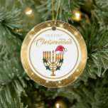 Onze eerste Christusmukkah, Chanoeka Keramisch Ornament<br><div class="desc">Onze eerste Christusmukkah,  Chanoeka Ornament</div>