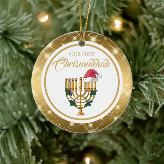 Onze eerste Christusmukkah, Chanoeka Keramisch Ornament (Boom)