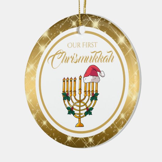 Onze eerste Christusmukkah, Chanoeka Keramisch Ornament (Links)