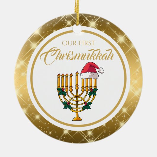 Onze eerste Christusmukkah, Chanoeka Keramisch Ornament (Achterkant)