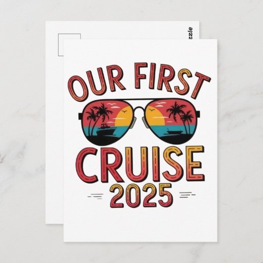 Onze Eerste Cruise 2025 Zomer Trip Matching Briefkaart (Voorkant / Achterkant)
