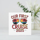 Onze eerste cruise 2025 zomerreis matching feestdagenkaart (Staand voorkant)