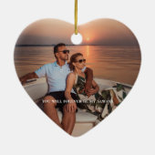 Onze eerste date gepersonaliseerde kaart koppels h keramisch ornament (Achterkant)