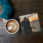 Onze eerste date, paar aangepaste trouwfotografie glazen onderzetter