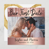 Onze eerste datum Foto Couple Jubileum CadeauKaart Bedankkaart (Voorkant / Achterkant)