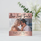 Onze eerste datum Foto Couple Jubileum CadeauKaart Bedankkaart (Staand voorkant)