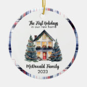 Onze eerste Feestdagen Nieuwe Huis Rustiek Chic Lu Keramisch Ornament (Voorkant)