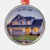 Onze eerste foto thuis | Aangepast met adres | Metalen Ornament (Voorkant)