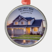 Onze eerste foto thuis | Aangepast met adres | Metalen Ornament (Voorkant)