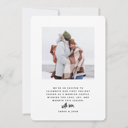 Onze eerste foto van een moderne getrouwde Pas get Feestdagenkaart (Achterkant)