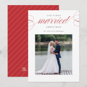 Onze eerste gehuwde kerstfeestkaart feestdagenkaart (Voorkant / Achterkant)