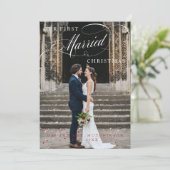 Onze eerste gehuwde kerstfoto feestdagenkaart (Staand voorkant)