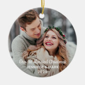 Onze eerste getrouwde hedendaagse foto keramisch ornament (Voorkant)