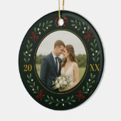 Onze eerste getrouwde kerst - Evergreen Wreath Keramisch Ornament (Links)