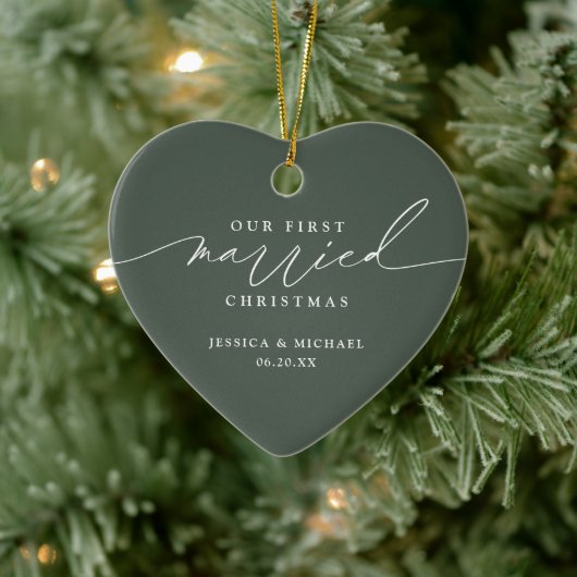 Onze eerste getrouwde kerst Pas getrouwd Keramisch Ornament (Boom)