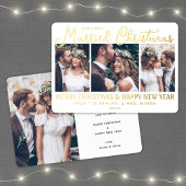 Onze eerste getrouwde Kerst Passen getrouwd 4 Foto Folie Feestdagenkaart