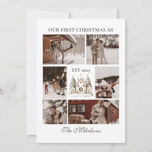 Onze eerste gezamenlijke kerstfotocollage feestdagenkaart (Voorkant)